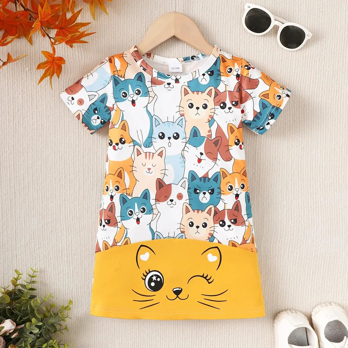 Baby Girl Kitten Print Summer Dress
